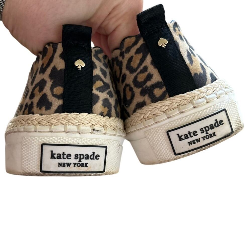 Kate Spade Brown Leopard Cheetah Scallop Edge Slip On Sneakers - Picture 4 of 7
